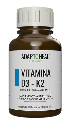 Vitamina D3 + K2 150 capsulas /500mg c/u Adaptoheal® - seminkahealthstore